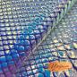 Preview: Kunstleder, Nr. 7, reflektierende Schuppen, hell, pink/türkis, ca. 44x62cm