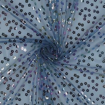 Soft Tüll, Foil Flower, blau/bunt