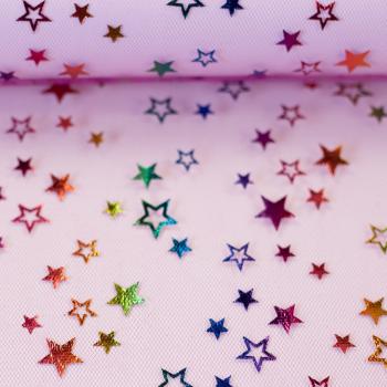 Tüll, Tinkle, Glitzersterne, pink/bunt