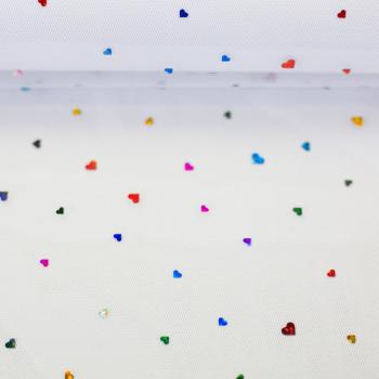 Soft Tüll Hearts, Herzen, weiß/bunt