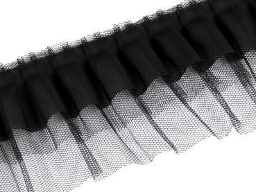 Rüsche, 3-lagig, schwarz, 70mm