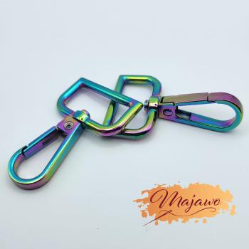 Karabiner, 25mm, regenbogen, flach, eckig