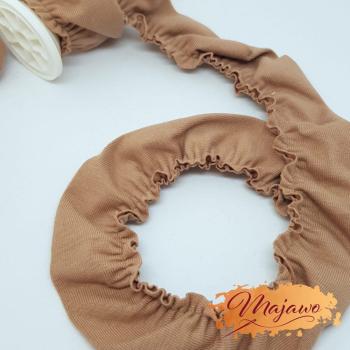 Jersey-Volant, Rüsche, 30mm, warm taupe