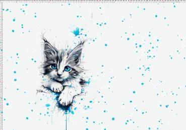"Katze", weiß/blau, Panel, Jersey
