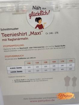 Pattydoo, Teenie-Shirt "Maxi" mit Raglanärmeln, Papier-Schnittmuster (Gr. 146-176)