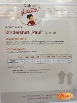 Pattydoo, Kinder-Shirt "Paul", Papier-Schnittmuster (Gr. 92-146)