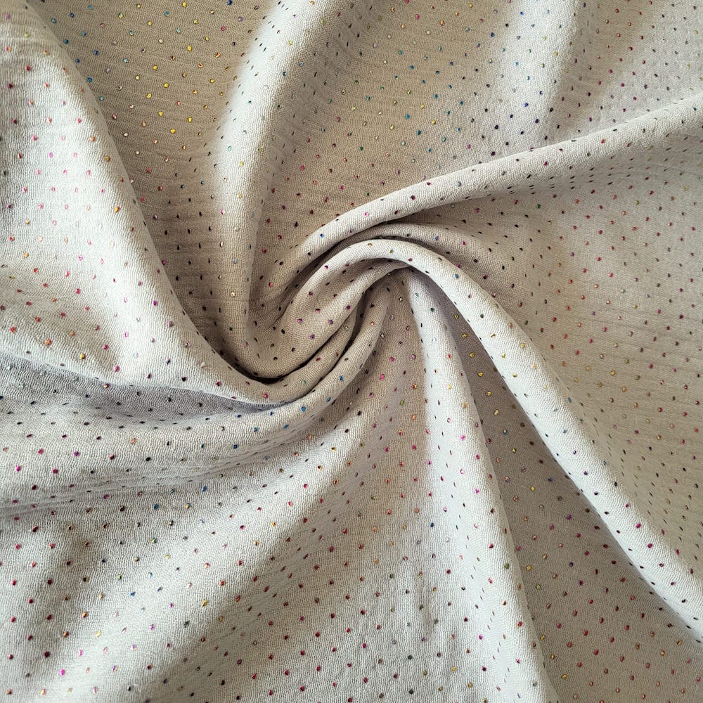 Majawo Musselin, multicolor Punkte auf grau