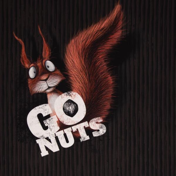 Go Nuts by Thorsten Berger, French Terry, Eichhörnchen, Panel, dunkelbraun