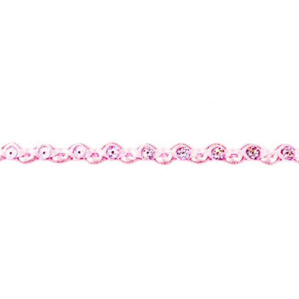 Zackenlitze mit Pailetten, rosa