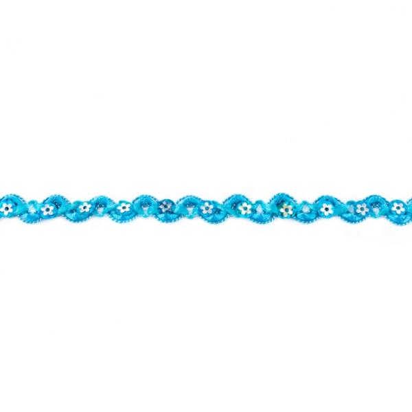 Zackenlitze mit Pailetten, aqua