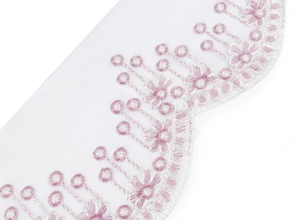Bestickte Spitze auf Monofil, rosa, 18cm