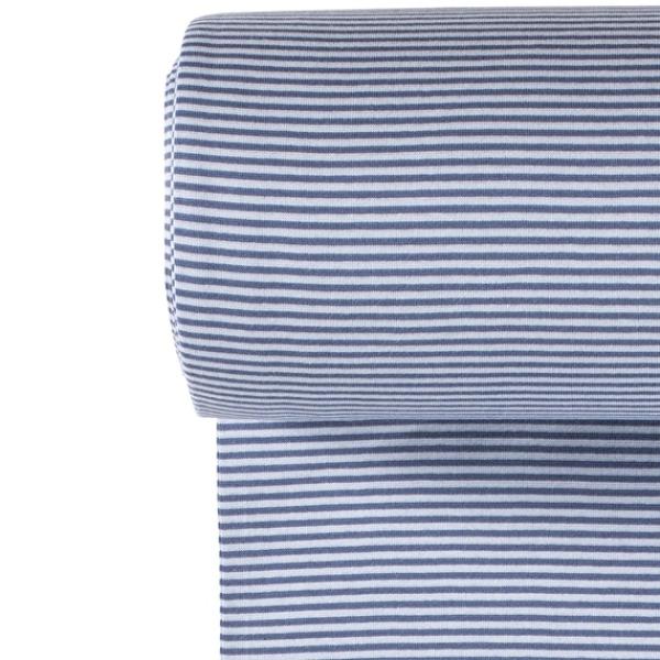 Ringel-Bündchen, Schlauchware, gestreift, jeansblau/hellblau