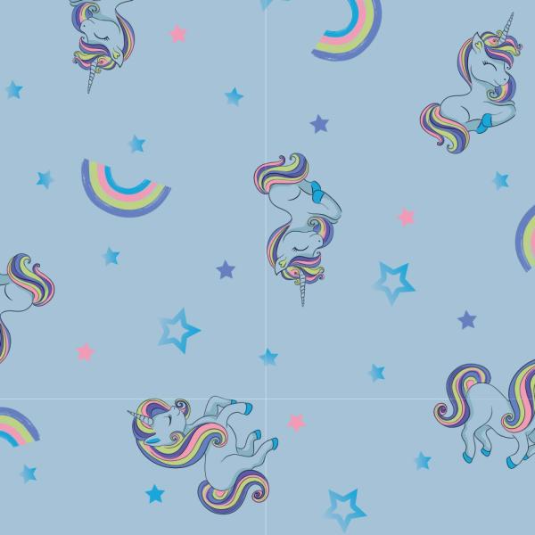 Jersey, Foil Print, Einhörner, blau Jersey, Foil Print, Einhörner, blau