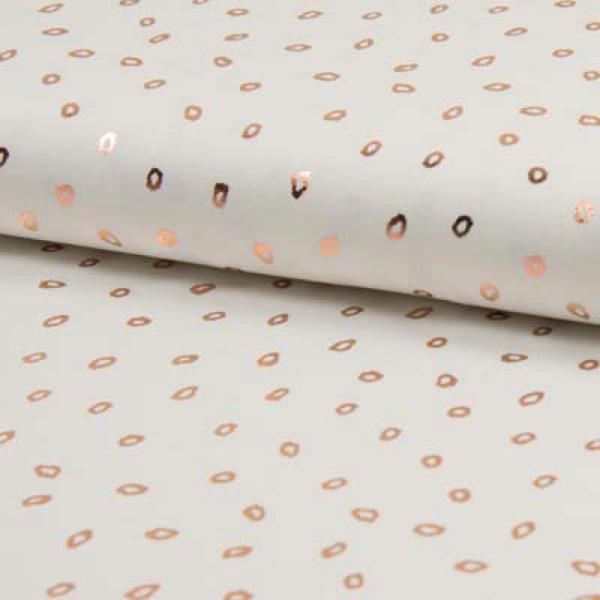 Jersey, Foil Print, Kreise, gold auf weiß Jersey, Foil Print, Kreise, gold auf weiß