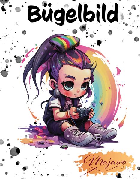 Bügelbild "Gamer Girl" klein (A6)