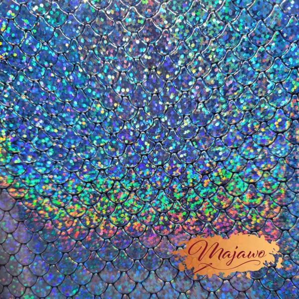 Kunstleder, Nr. 28, Glitzer Schuppen, blau, ca. 44x62cm