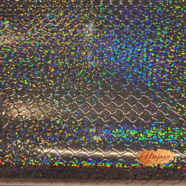 Kunstleder, Nr. 25, Glitzer Schuppen, schwarz, ca. 44x62cm