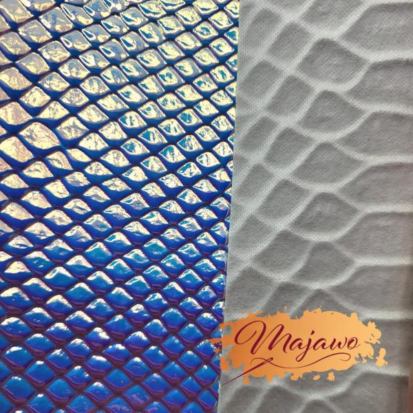 Kunstleder, Nr. 7, reflektierende Schuppen, hell, pink/türkis, ca. 44x62cm