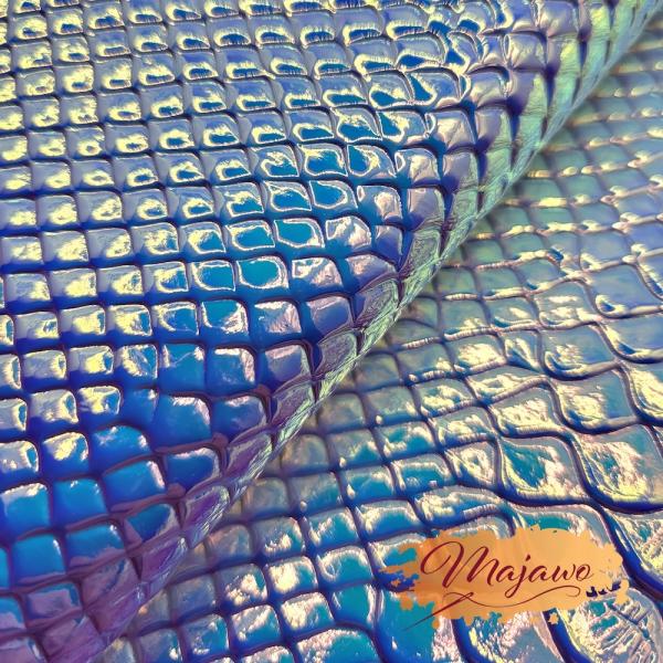 Kunstleder, Nr. 7, reflektierende Schuppen, hell, pink/türkis, ca. 44x62cm