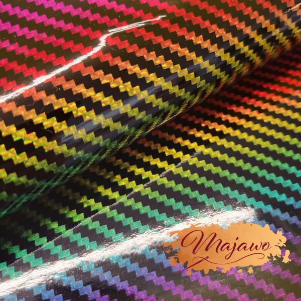 Kunstleder, Nr. 14, glatt, regenbogen schimmernd, geriffelt, ca. 44x62cm