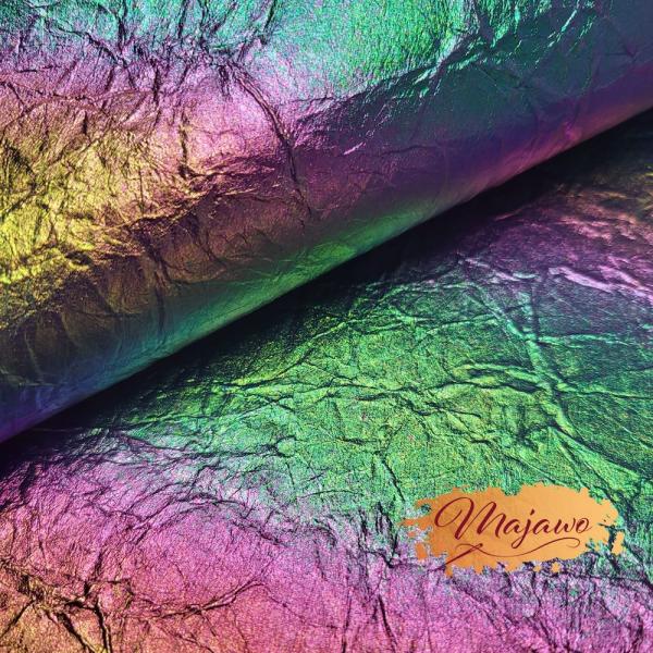 Kunstleder, Nr. 15, knittrig, irisierend, dunkelblau, ca. 44x62cm