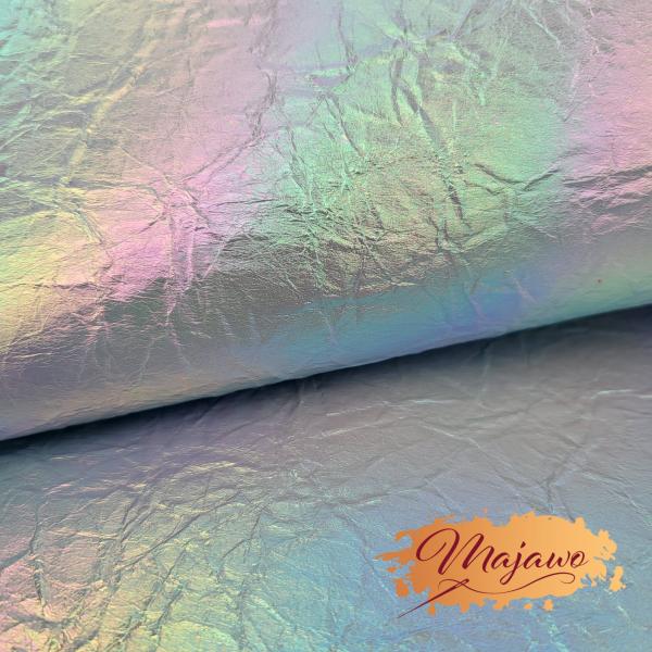 Kunstleder, Nr. 16, knittrig, irisierend, hellblau, ca. 44x62cm