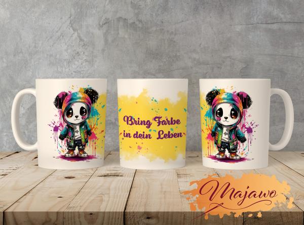 Majawo Keramiktasse "Painted Panda", 330ml