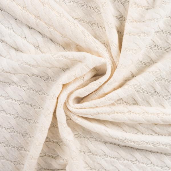 Zopf-Strickstoff, ecru Zopf-Strickstoff, ecru