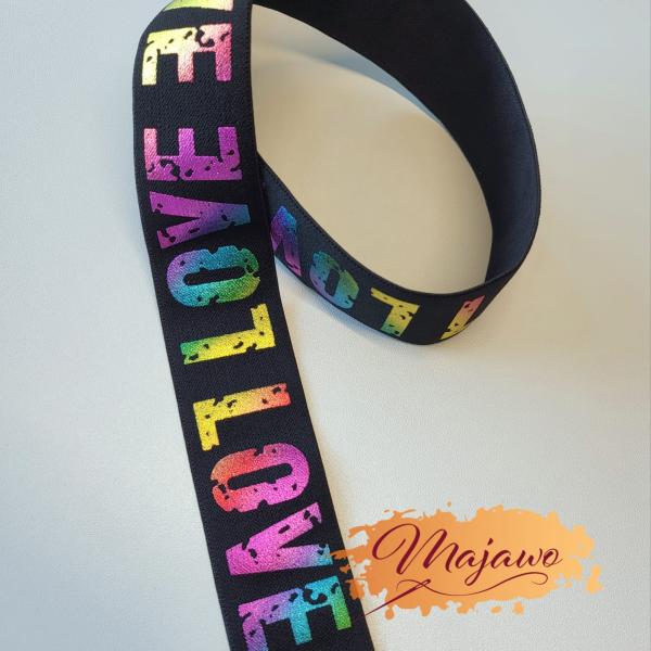 Elastic Tape "LOVE", bunt/schwarz, 35mm