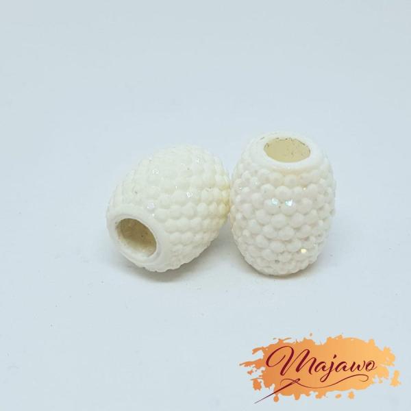 Großlochperlen, weiß, 13x15mm - 2 Stück