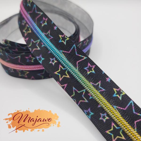 Endlos-Reißverschluss #3, galaxy stars/regenbogen, Meterware