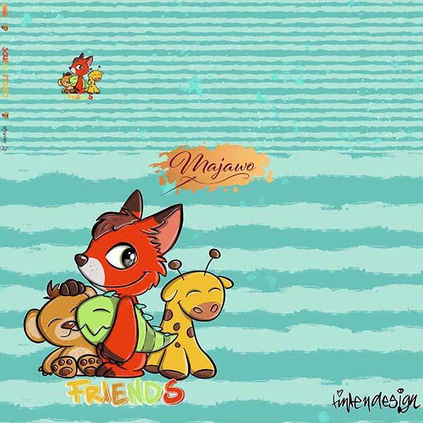 Stoff Panel Cuddle Friends Majawo