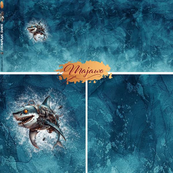 Majawo Stoff Panel Hai Steampunk Shark Majawo Stoff Panel Hai Steampunk Shark