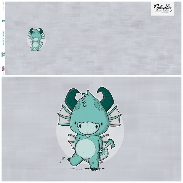 EP Malephie "Kleiner Drache", mint/grau, Jersey, Panel