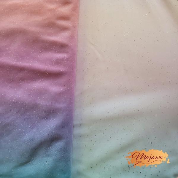 Soft Tüll, Glitzer, Farbverlauf, türkis/orange