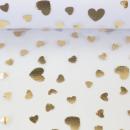Tüll, Twinkle, Herzen, weiß/gold