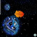 Eigenproduktion "Träumender Wolf", blau, Panel, Jersey (Überbreite)